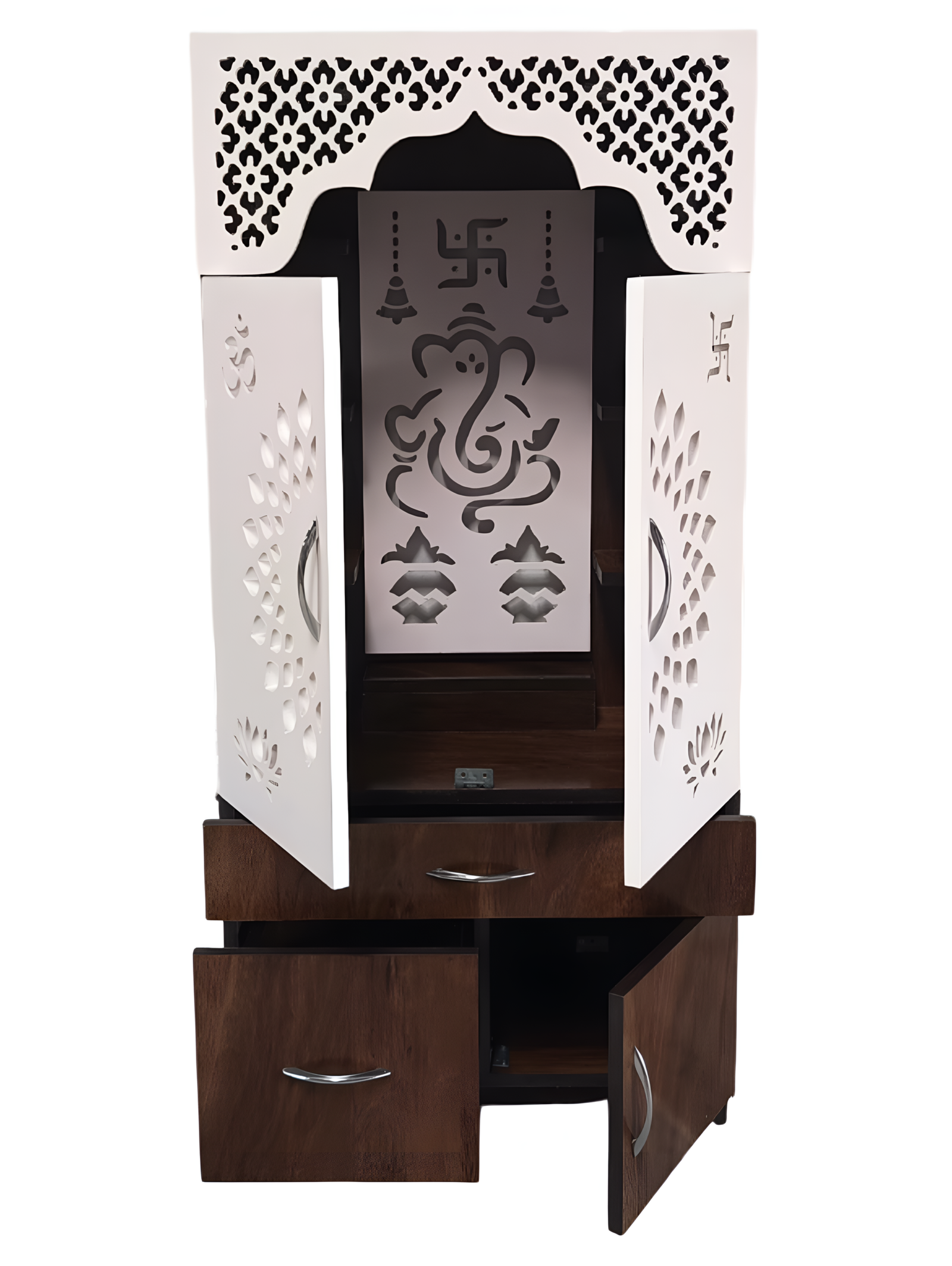 Woodaari Prime Home Temple/Pooja Unit/Home Mandir/LED Light Engineered Wood Home Temple (Height: 130, Pre-assembled) - Image 3