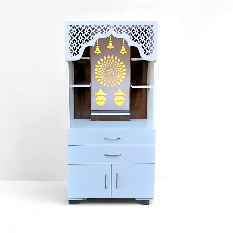 Woodaari Premium Large Multicolor Home/Office Temple with inbuilt light and CNC OM symbol Engineered Wood Home Temple (Height: 127, Pre-assembled) - Image 2