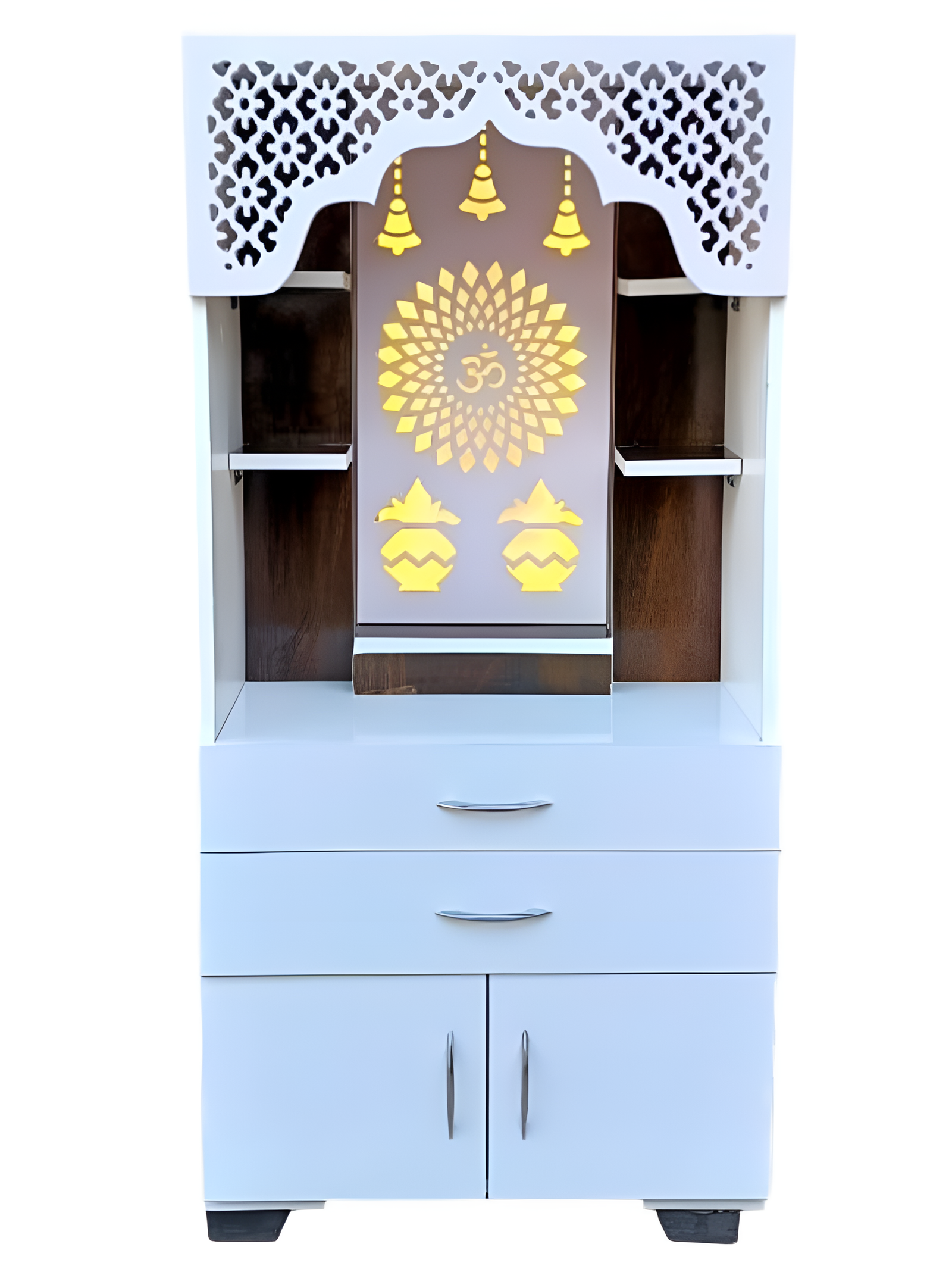 Woodaari Premium Large Multicolor Home/Office Temple with inbuilt light and CNC OM symbol Engineered Wood Home Temple (Height: 127, Pre-assembled) - Image 3
