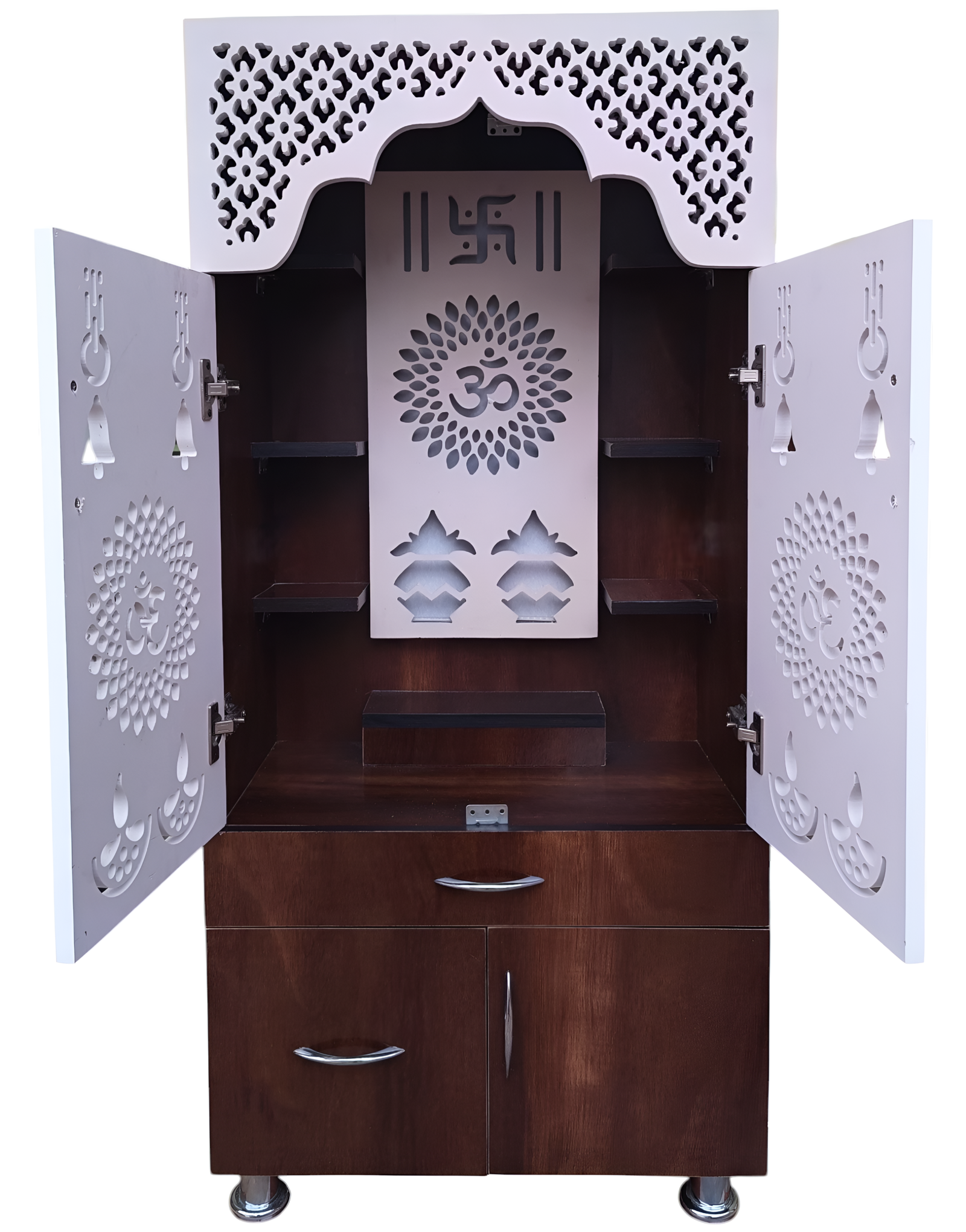 Woodaari Prime Home Temple/Pooja Unit/Home Mandir/LED Light Engineered Wood Home Temple (Height: 130, Pre-assembled) - Image 3