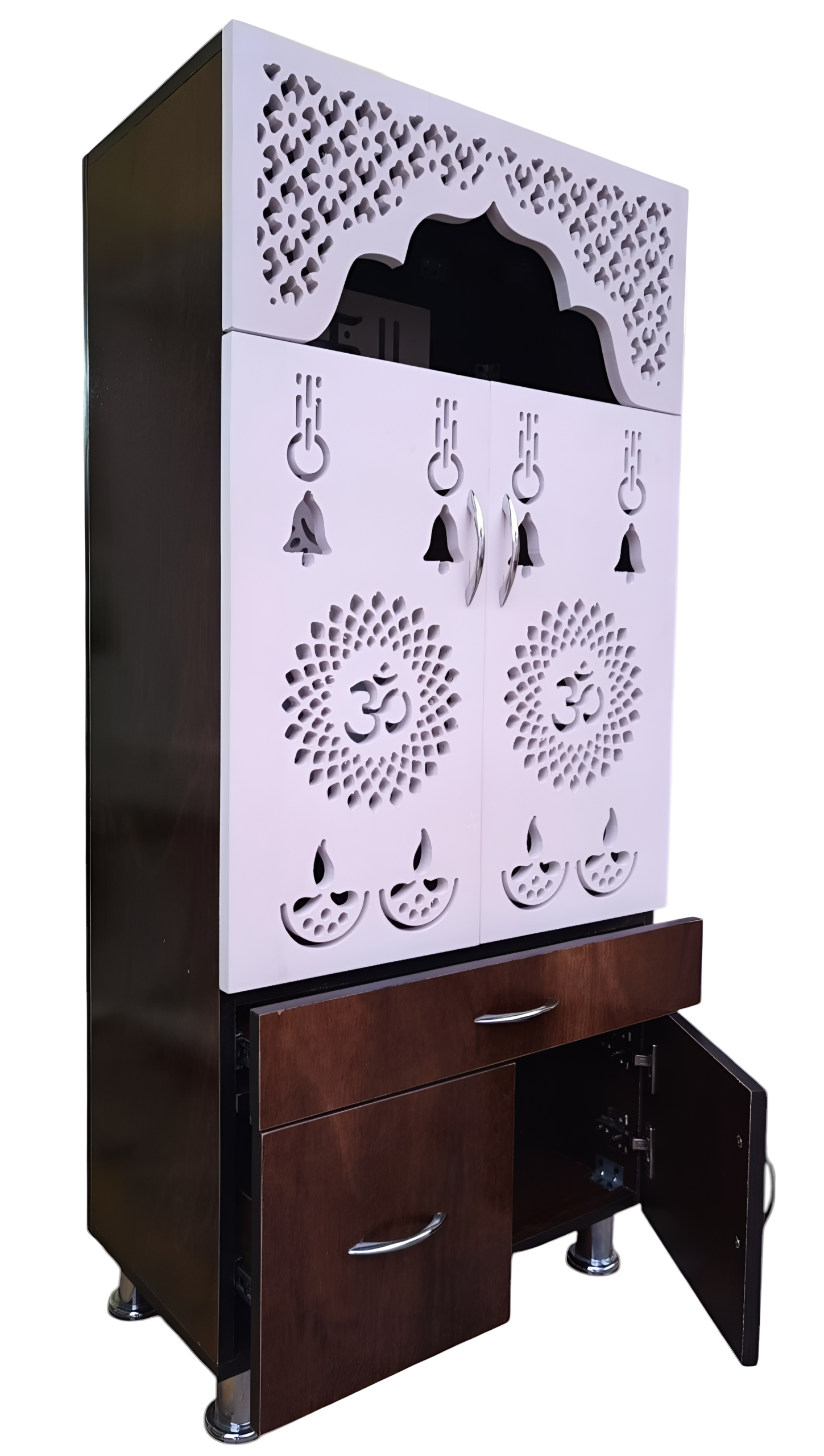 Woodaari Prime Home Temple/Pooja Unit/Home Mandir/LED Light Engineered Wood Home Temple (Height: 130, Pre-assembled) - Image 4